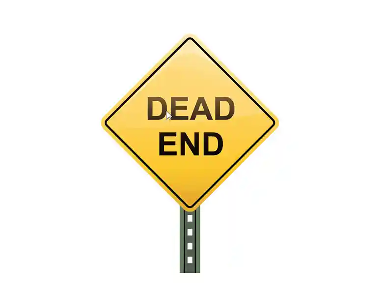 黒い文字で「DEAD END」と黄色い書かれた看板のイラストです。
