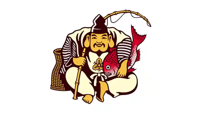 This print shows Ebisu, the Japanese god of fortune. He is holding a fishing rod in his right hand and a sea bream in his left hand. Ebisu has been worshipped as the god of fishing and commerce since ancient times.
