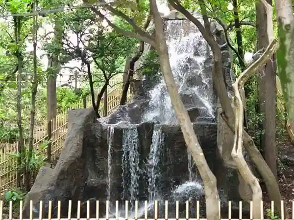 This photo shows a waterfall in a children's park called Nikoniko Park, located within the Meiji Shrine Outer Garden. During the summer, a park section is transformed into an outdoor restaurant called Forest Beer Garden. You'll see the waterfall right in front of the restaurant when you enter the restaurant.