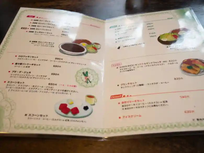 This photo is the menu. The menu has cute illustrations of the dishes.