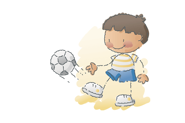 サッカーをしている男の子のイラストです。