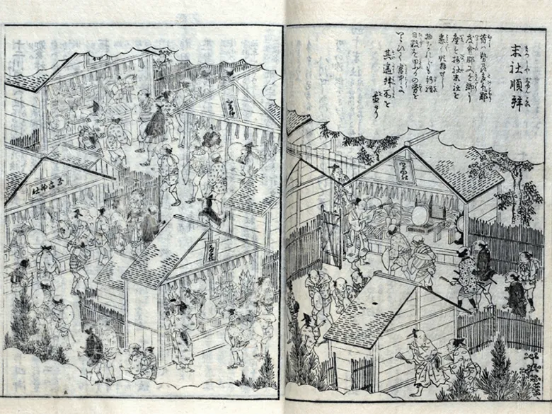 江戸時代の伊勢参宮名所図会の写真です。江戸時代の旅行ガイドブックです。
